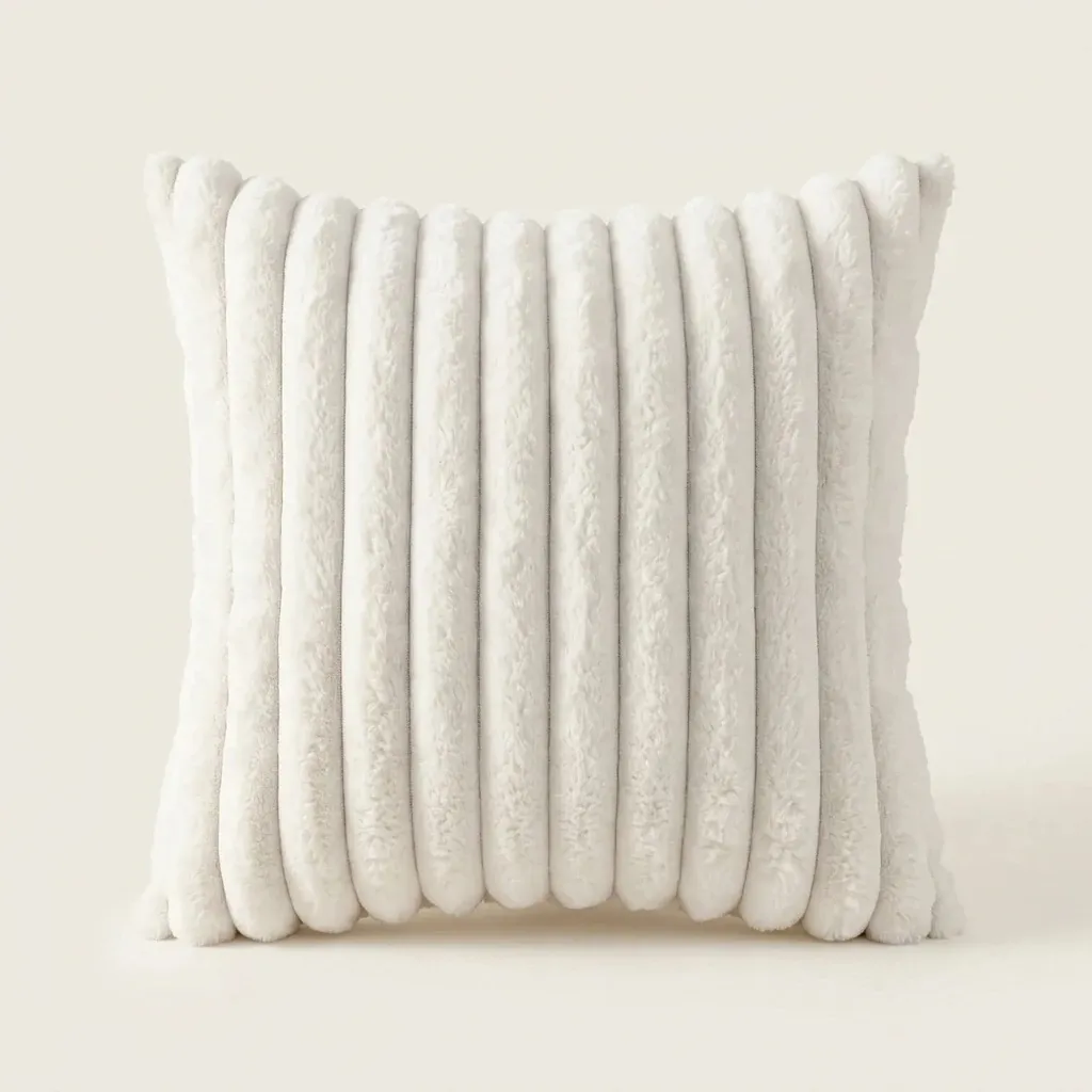 [RVLV-CUSH-GREY-45x45cm] Ribbed Velvet Cushion Cover (Grey)